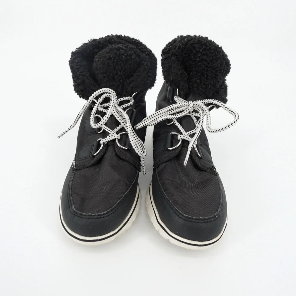 Sorel Explorer Joan Black Waterproof Sherpa Winter Boots NL2297-011 Womens 8